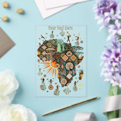Africa Map Decorative Tribal Elements Pattern Acryleinladungen (In Situ (Hochzeit))