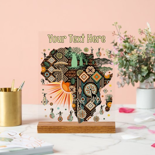 Africa Map Decorative Tribal Elements Pattern Acrylschild (Hochzeit)