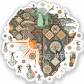 Africa Map Decorative Tribal Elements Pattern Aufkleber (Vorderseite)