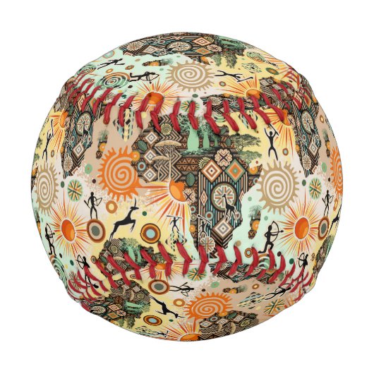 Africa Map Decorative Tribal Elements Pattern Baseball (Rückseite)