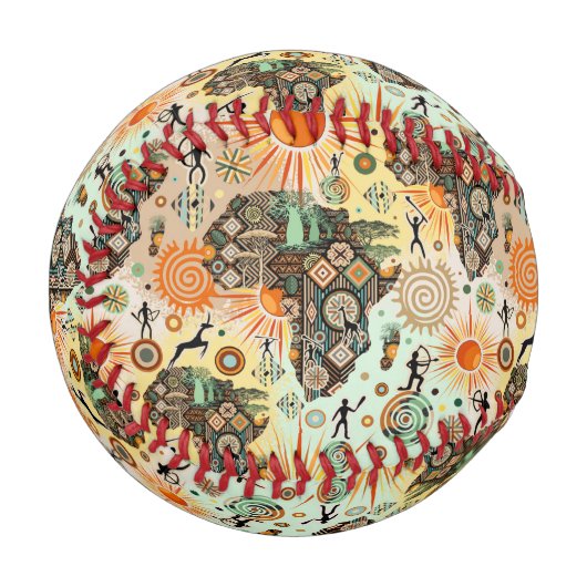 Africa Map Decorative Tribal Elements Pattern Baseball (Vorderseite Links)