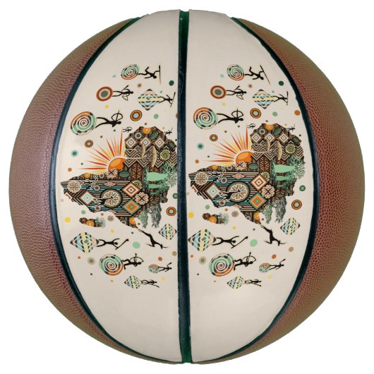Africa Map Decorative Tribal Elements Pattern Basketball (Vertikal)