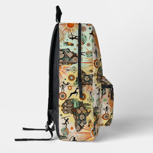 Africa Map Decorative Tribal Elements Pattern Bedruckter Rucksack (Links)