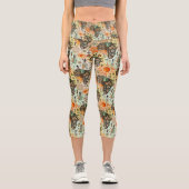 Africa Map Decorative Tribal Elements Pattern Capri Leggings (Vorderseite)