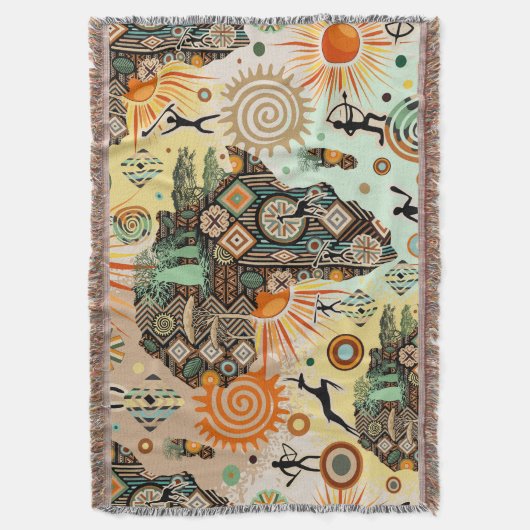 Africa Map Decorative Tribal Elements Pattern Decke (Vorderseite Vertikal)
