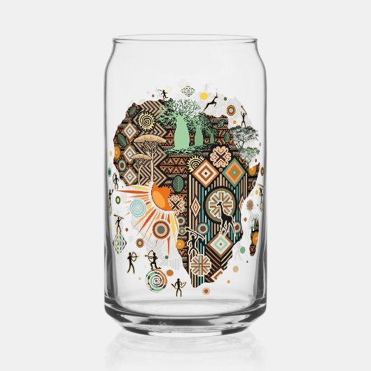 Africa Map Decorative Tribal Elements Pattern Dosenglas (Rückseite)