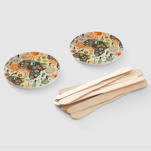 Africa Map Decorative Tribal Elements Pattern Fächer (Non-assembled)