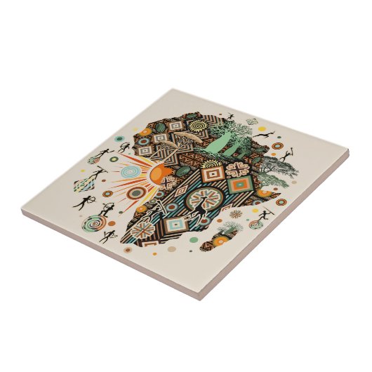 Africa Map Decorative Tribal Elements Pattern Fliese (Seite)