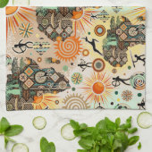 Africa Map Decorative Tribal Elements Pattern Geschirrtuch (Gefaltet)