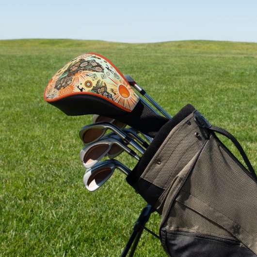 Africa Map Decorative Tribal Elements Pattern Golf Headcover (In SItu)