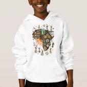 Africa Map Decorative Tribal Elements Pattern Hoodie (Vorderseite)