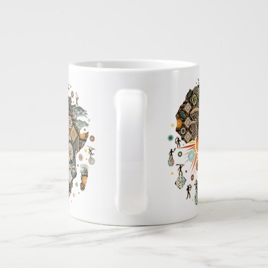 Africa Map Decorative Tribal Elements Pattern Jumbo-Tasse (Rückseite)