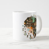 Africa Map Decorative Tribal Elements Pattern Jumbo-Tasse (Vorderseite Rechts)