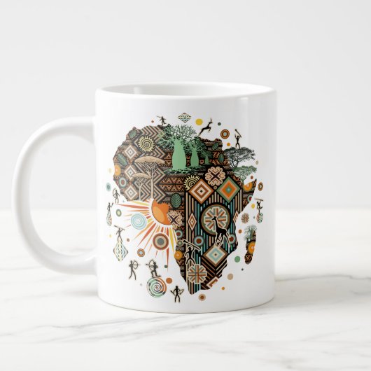 Africa Map Decorative Tribal Elements Pattern Jumbo-Tasse (Links)