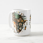 Africa Map Decorative Tribal Elements Pattern Kaffeetasse (Vorderseite Links)