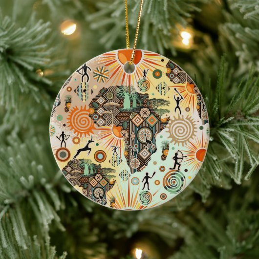 Africa Map Decorative Tribal Elements Pattern Keramik Ornament (Baum)