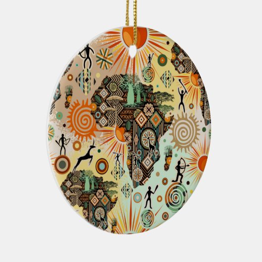 Africa Map Decorative Tribal Elements Pattern Keramik Ornament (Rechts)