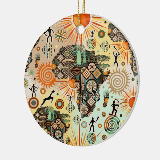 Africa Map Decorative Tribal Elements Pattern Keramik Ornament (Links)