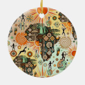 Africa Map Decorative Tribal Elements Pattern Keramik Ornament (Hinten)