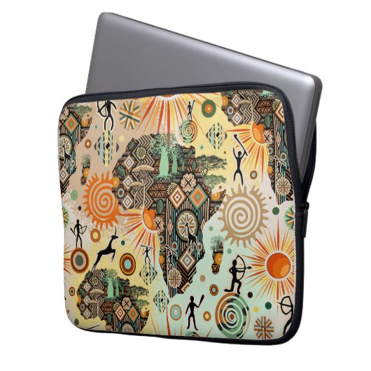 Africa Map Decorative Tribal Elements Pattern Laptopschutzhülle (Vorderseite Links)