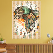 Africa Map Decorative Tribal Elements Pattern Leinwanddruck (Insitu (Wohnzimmer))