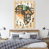 Africa Map Decorative Tribal Elements Pattern Leinwanddruck (Insitu (Schlafzimmer))