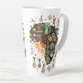 Africa Map Decorative Tribal Elements Pattern Milchtasse (Rechte Ecke)