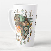 Africa Map Decorative Tribal Elements Pattern Milchtasse (Linke Ecke)