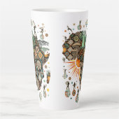 Africa Map Decorative Tribal Elements Pattern Milchtasse (Vorderseite)