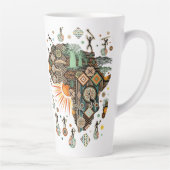 Africa Map Decorative Tribal Elements Pattern Milchtasse (Rechts)