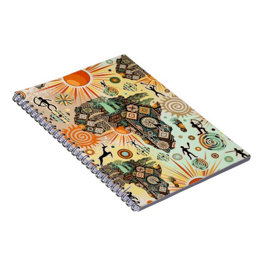 Africa Map Decorative Tribal Elements Pattern Notizblock (Rechte Seite)