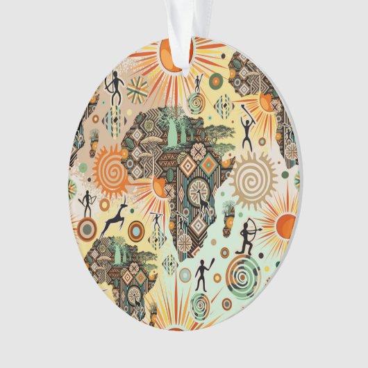 Africa Map Decorative Tribal Elements Pattern Ornament (Vorderseite)