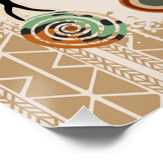 Africa Map Decorative Tribal Elements Pattern Poster (Ecke)