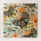 Africa Map Decorative Tribal Elements Pattern Puzzle (Horizontal)