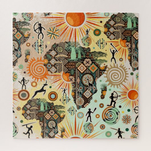 Africa Map Decorative Tribal Elements Pattern Puzzle (Vertikal)