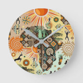 Africa Map Decorative Tribal Elements Pattern Runde Wanduhr (Vorderseite)