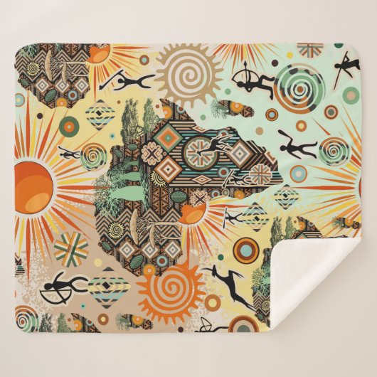 Africa Map Decorative Tribal Elements Pattern Sherpadecke (Vorderseite (Horizontal))
