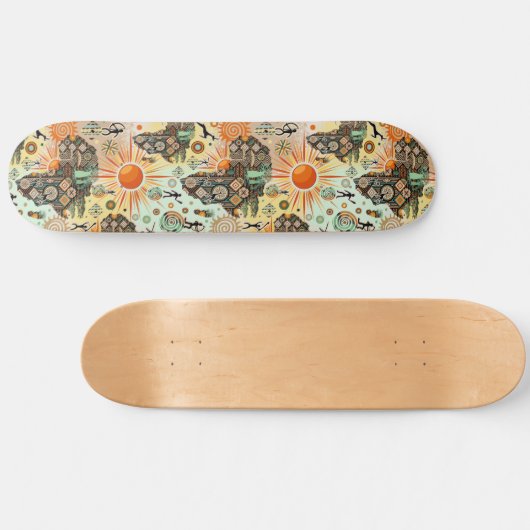 Africa Map Decorative Tribal Elements Pattern Skateboard (Horizontal)