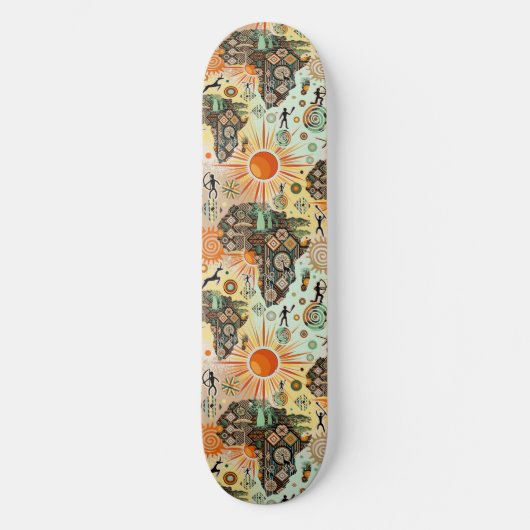 Africa Map Decorative Tribal Elements Pattern Skateboard (Vorderseite)