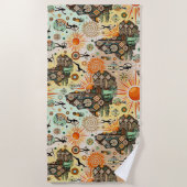 Africa Map Decorative Tribal Elements Pattern Strandtuch (Vorderseite)