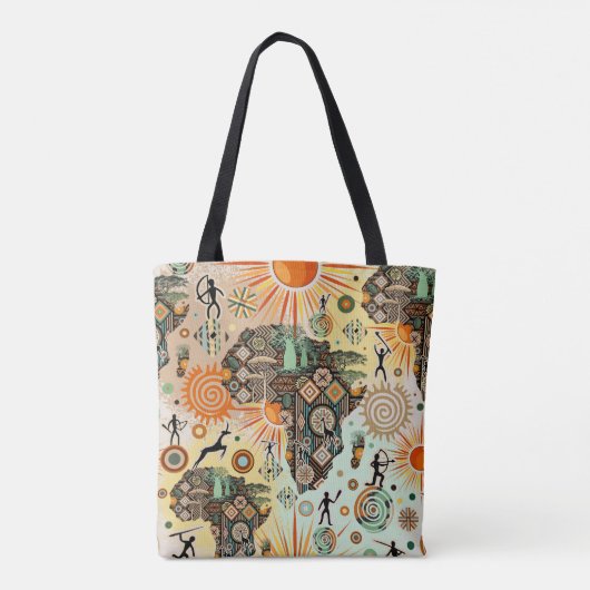 Africa Map Decorative Tribal Elements Pattern Tasche (Rückseite)