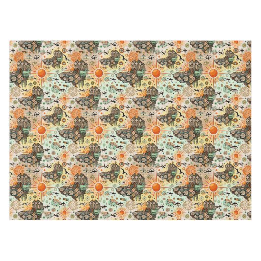 Africa Map Decorative Tribal Elements Pattern Tischdecke (Vorderseite (Horizontal))