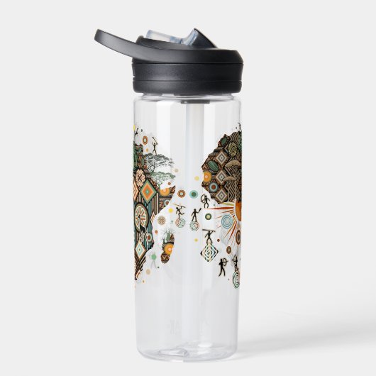 Africa Map Decorative Tribal Elements Pattern Trinkflasche (Rechts)