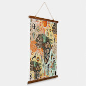 Africa Map Decorative Tribal Elements Pattern Wandteppich Mit Holzrahmen (Gewinkelt)