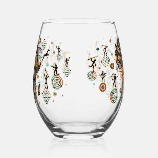 Africa Map Decorative Tribal Elements Pattern Weinglas Ohne Stiel (Rechts)