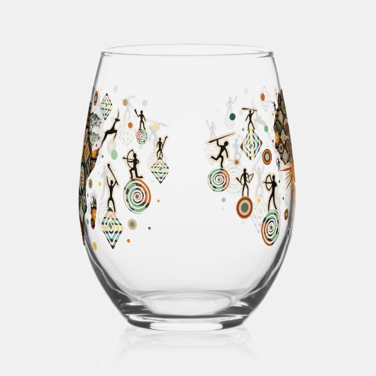 Africa Map Decorative Tribal Elements Pattern Weinglas Ohne Stiel (Links)