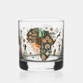 Africa Map Decorative Tribal Elements Pattern Whiskyglas (Vorderseite)