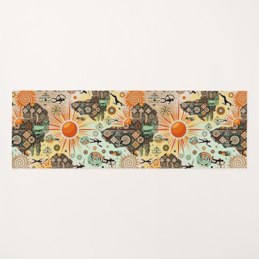 Africa Map Decorative Tribal Elements Pattern Yogamatte (Vorderseite (Horizontal))
