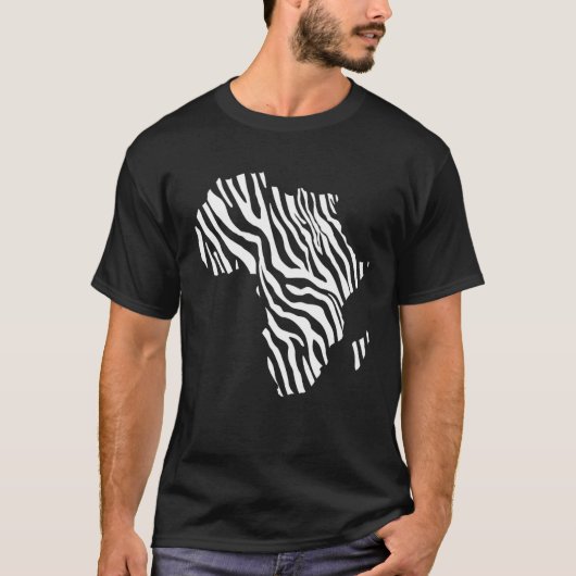Africa Map Filled With Zebra White Stripes Print P T-Shirt (Vorderseite)