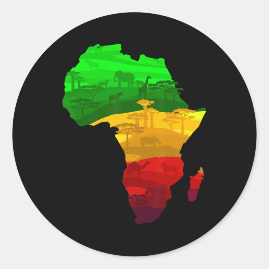 Africa Map Green Yellow Red Proud African Pride Ju Runder Aufkleber (Vorderseite)